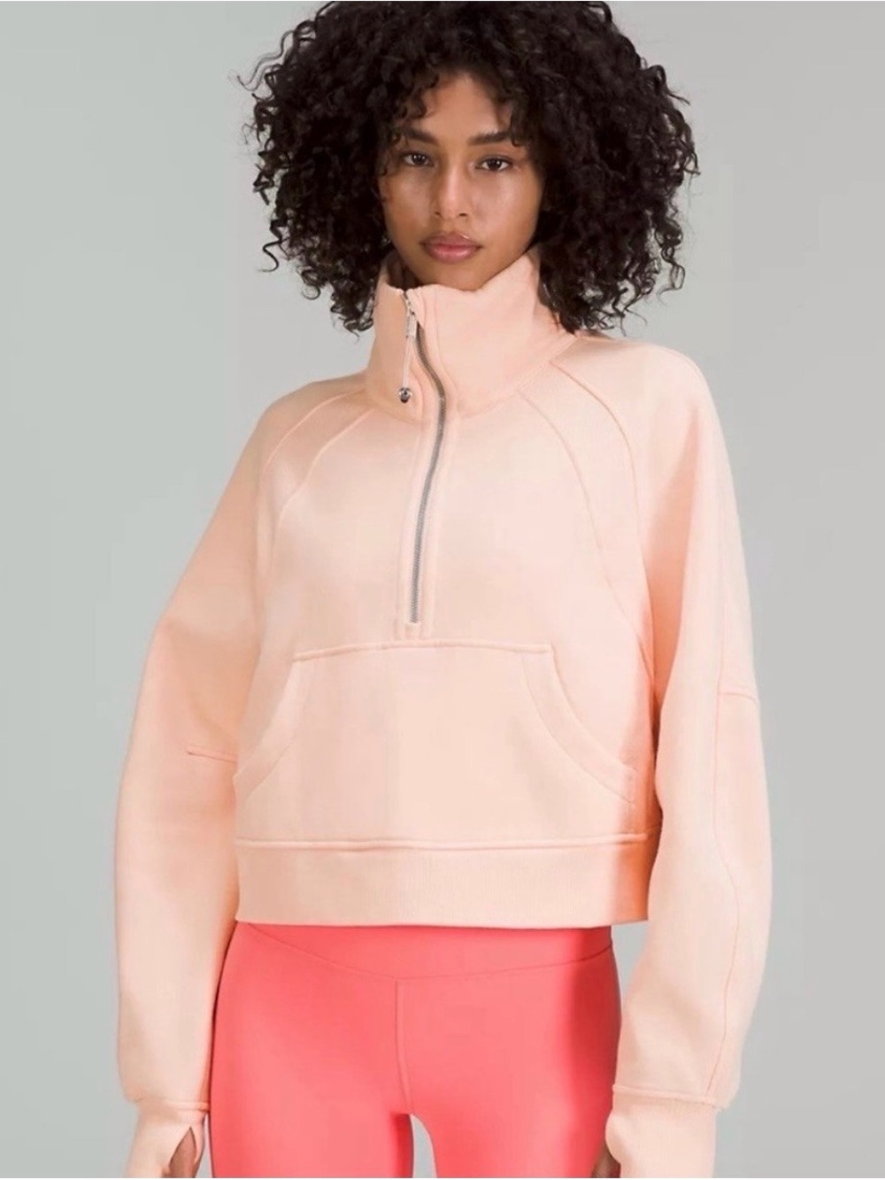 lululemon Scuba Half-Zip Funnel Neck Sweatshirt Peach Satin M/L
